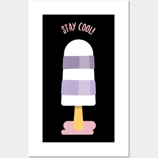 Stay cool violet and white popsicle Posters and Art